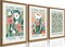 Summer Wood Framed Flower Market Canvas Wall Decor Set of 3, Vintage Colorful Floral Pictures, Abstract Botanical Aesthetic Paintings Prints for Bedroom, Living Room, Office, 12x16 Inch